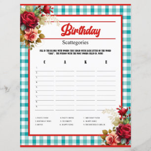 Classic Blue Birthday Party Scattegories Game