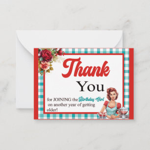 Classic Blue Birthday Party Thank you Card