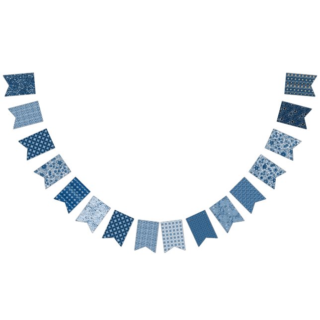 Classic Blue Boho Floral Patterns | Beautiful Bunting (All)