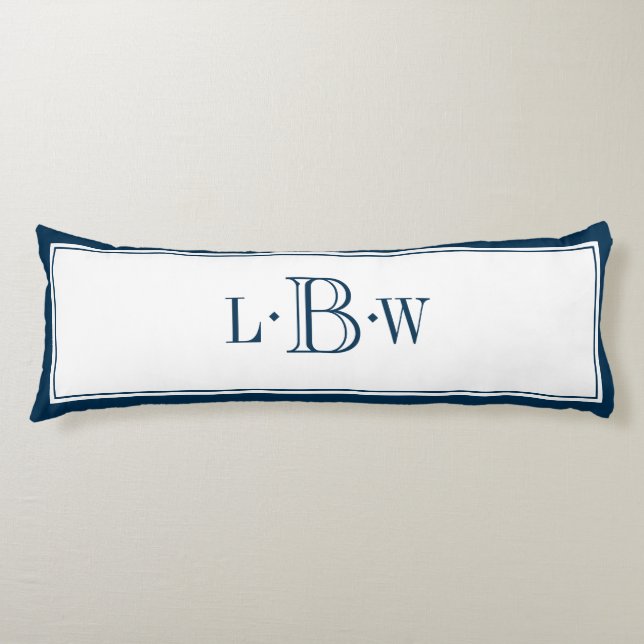 Classic Blue Border Monogrammed Body Cushion (Front)