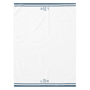 Classic Blue Border Monogrammed Tablecloth
