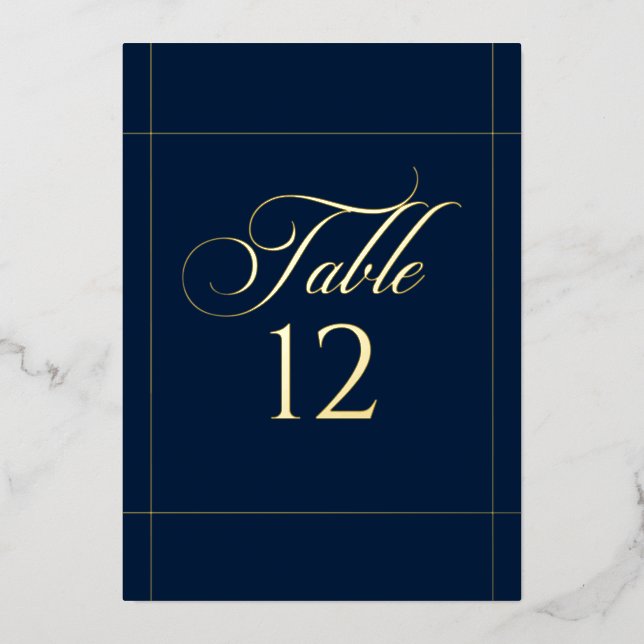 Classic Blue Border Wedding Table Number Sign (Front)
