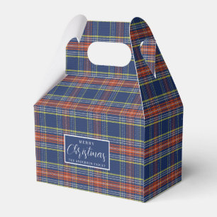 Classic Blue Burnt Orange Tartan Plaid Christmas Favour Box