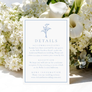 Classic Blue Calla Lily Wedding Details Enclosure Card