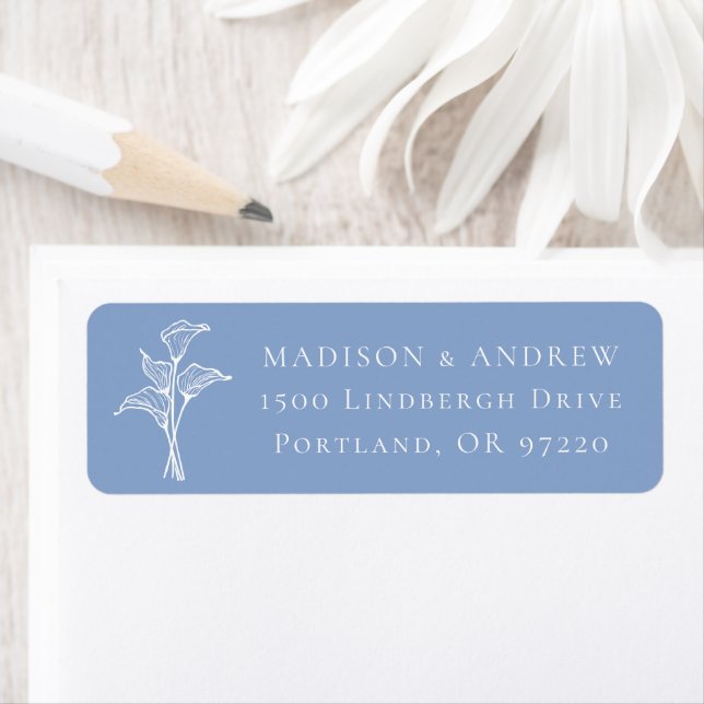 Classic Blue Calla Lily Wedding Return Address (Insitu)