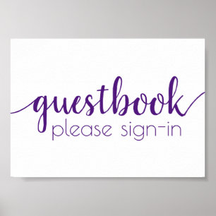 Classic Blue Calligraphy   Guestbook Table Sign