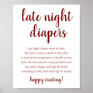 Classic Blue Calligraphy   Late Night Diapers Sign