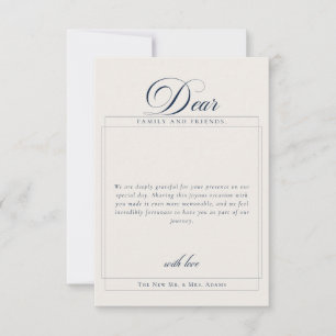 Classic Blue Calligraphy Overlay Photo Thank You Invitation
