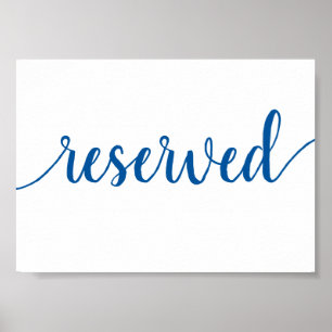 Classic Blue Calligraphy   Reserved Table Sign
