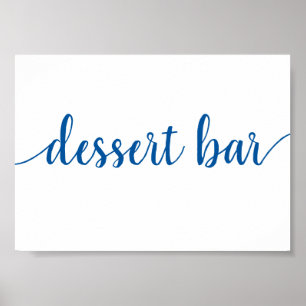 Classic Blue Calligraphy Script Dessert Bar Sign
