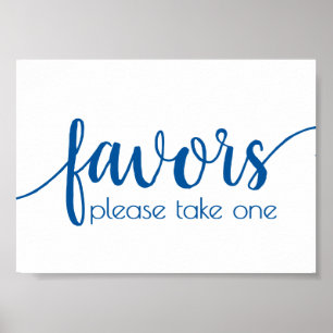 Classic Blue Calligraphy   Script Favor Table Sign