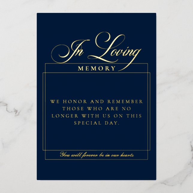Classic Blue Calligraphy Wed In loving Memory Sign (Front)