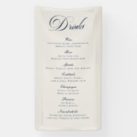 Classic Blue Calligraphy Wedding Drinks Bar Menu