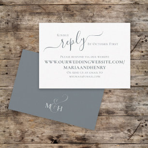 Classic Blue Calligraphy Wedding Reply Enclosure C Card