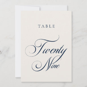 Classic Blue Calligraphy Wedding Table Number