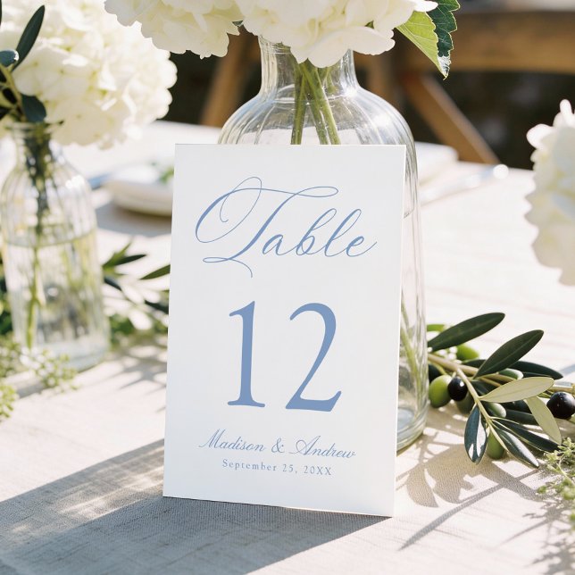Classic Blue Calligraphy Wedding Table Number (Creator Uploaded)