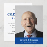 Classic Blue Celebration Of Life With Photo