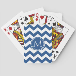 Classic Blue Chevron Monogrammed Playing Cards