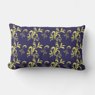 classic blue damask patterns lumbar cushion