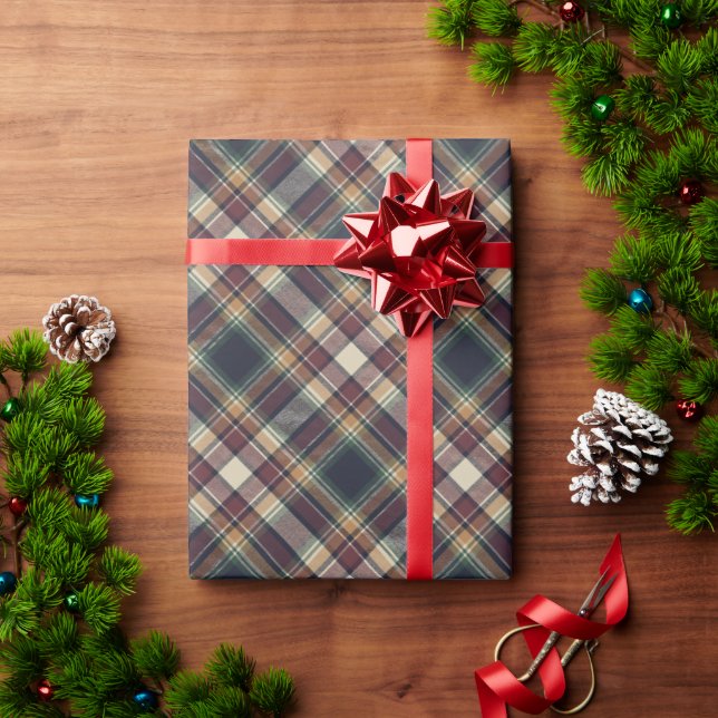 Classic Blue Dark Green Red Plaid Wrapping Paper (Holiday Gift)