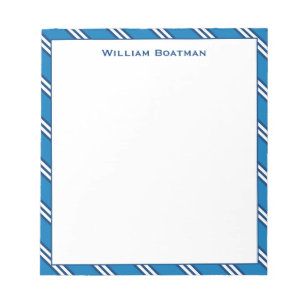 Classic Blue Diagonal Tie Stripe Pattern Notepad