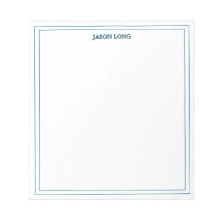 Classic Blue Double Border Personalised Notepad