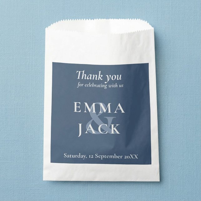 Classic Blue Elegant Serif Font modern ampersand Favour Bags (Classic Blue Elegant Serif Font modern ampersand Favor Bag.)