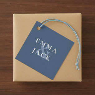 Classic Blue Elegant Serif Font modern ampersand Favour Tags