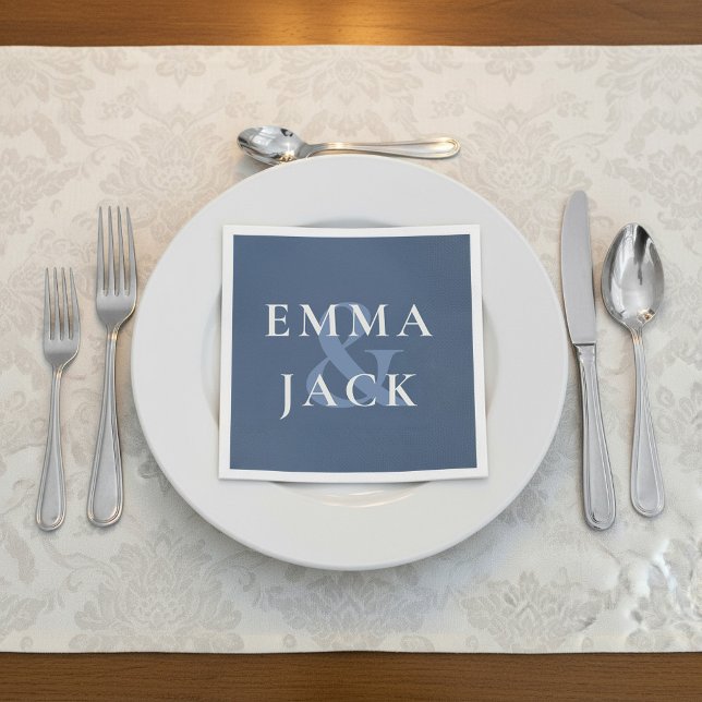 Classic Blue Elegant Serif Font modern ampersand Napkin (Classic Blue Elegant Serif Font modern ampersand Napkins.)