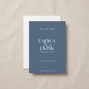 Classic Blue Elegant Serif Font modern ampersand Save The Date