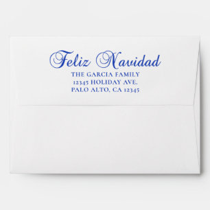 Classic Blue Feliz Navidad Calligraphy Envelope