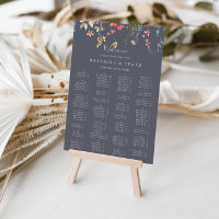 Classic Blue Floral Alphabetical Seating Chart