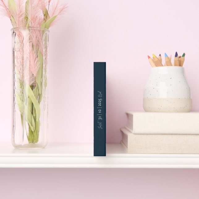Classic Blue Floral Wedding Guest Book (Spine)
