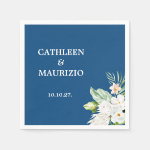 Classic Blue Floral Wedding  Napkin
