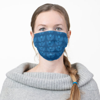 Classic blue flowers in scandinavian style cloth face mask