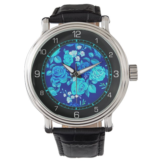 Classic Blue Flowers Pattern-876 Watch (Front)