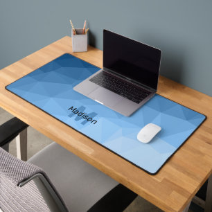 Classic Blue geometric mesh ombre pattern Monogram Desk Mat