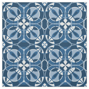 Classic Blue Geometric Pattern Fabric