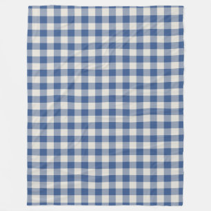 Classic Blue Gingham Check Pattern Fleece Blanket