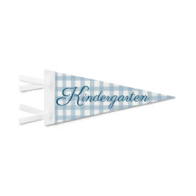 Classic Blue Gingham Kindergarten First Day Photo