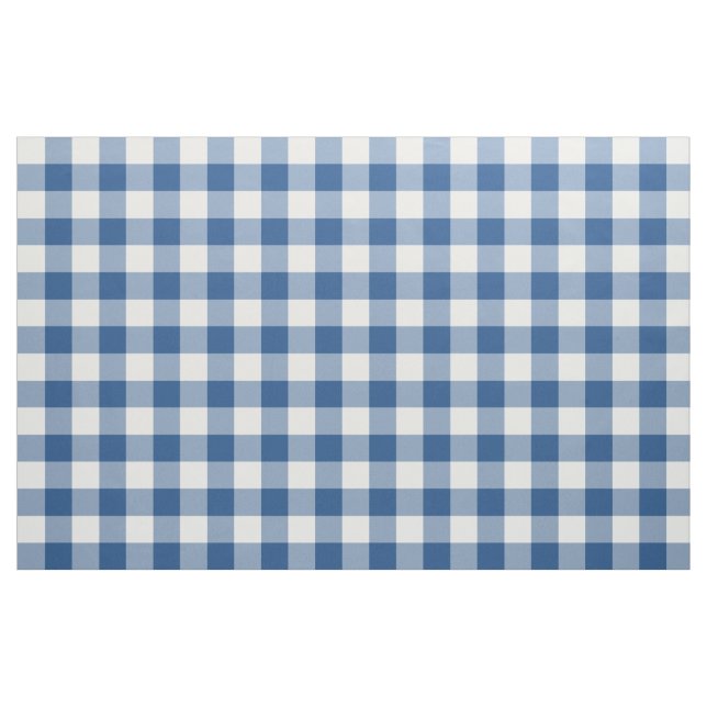 Classic Blue Gingham Pattern Fabric (Yard)