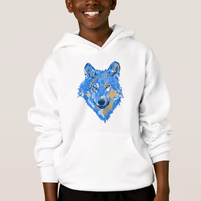 Classic blue gold watercolor splatters wolf (Front)
