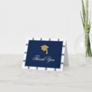 Classic Blue Graduation Thank You Card