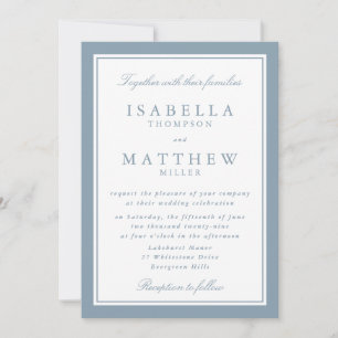 Classic Blue Gray Framed Wedding Invitation