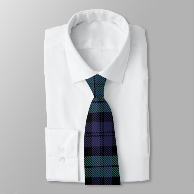 Classic Blue Green Plaid Tartan  Tie (Tied)