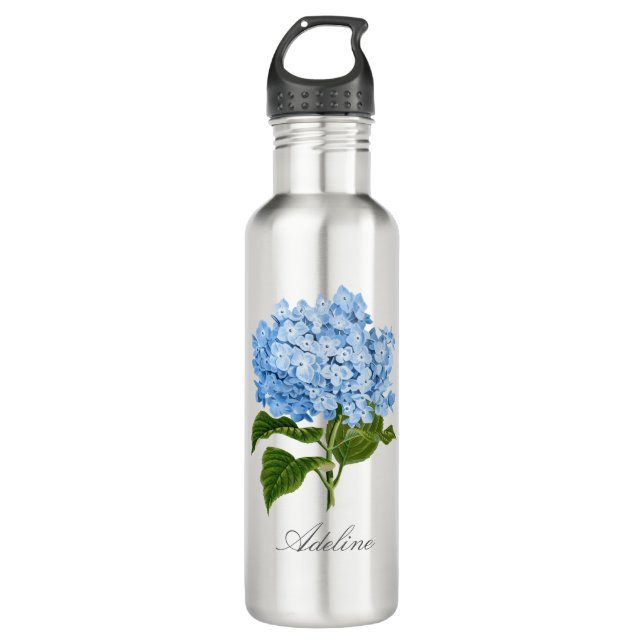 Classic Blue Hydrangea Flower with Name 710 Ml Water Bottle (Front)