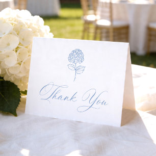 Classic Blue Hydrangea Photo Wedding Thank You Card