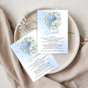 Classic Blue Hydrangea Wedding details card