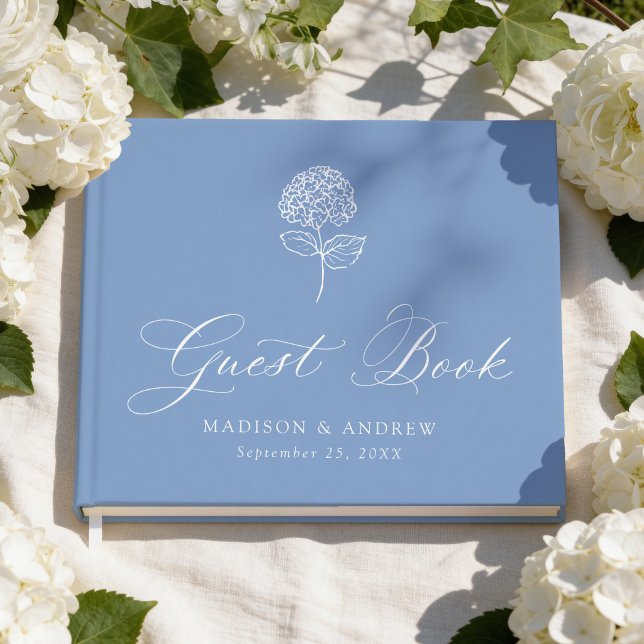 Classic Blue Hydrangea Wedding Guest Book (Creator Uploaded)