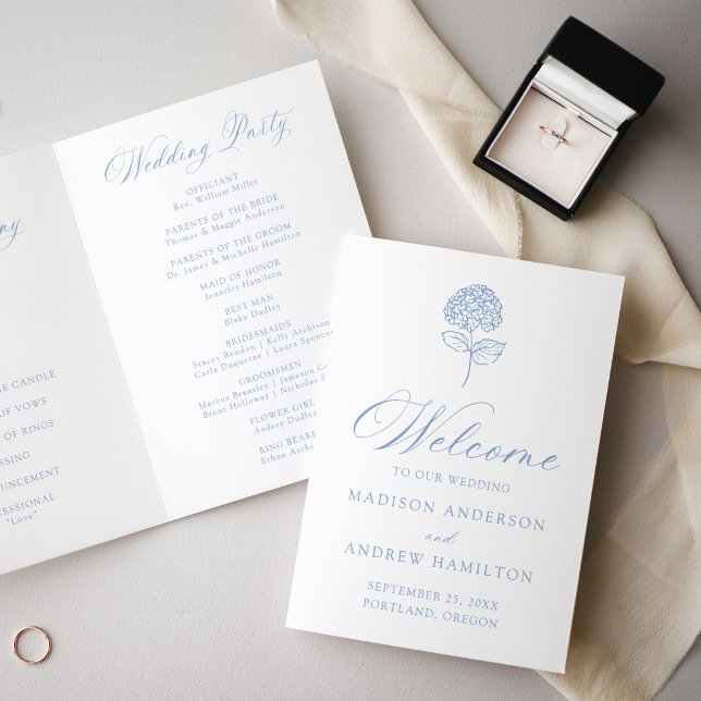 Classic Blue Hydrangea Wedding Programme (Creator Uploaded)